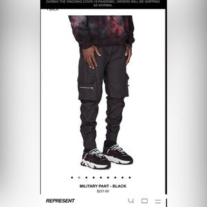 Represent Military Pant Jet Black Cargo